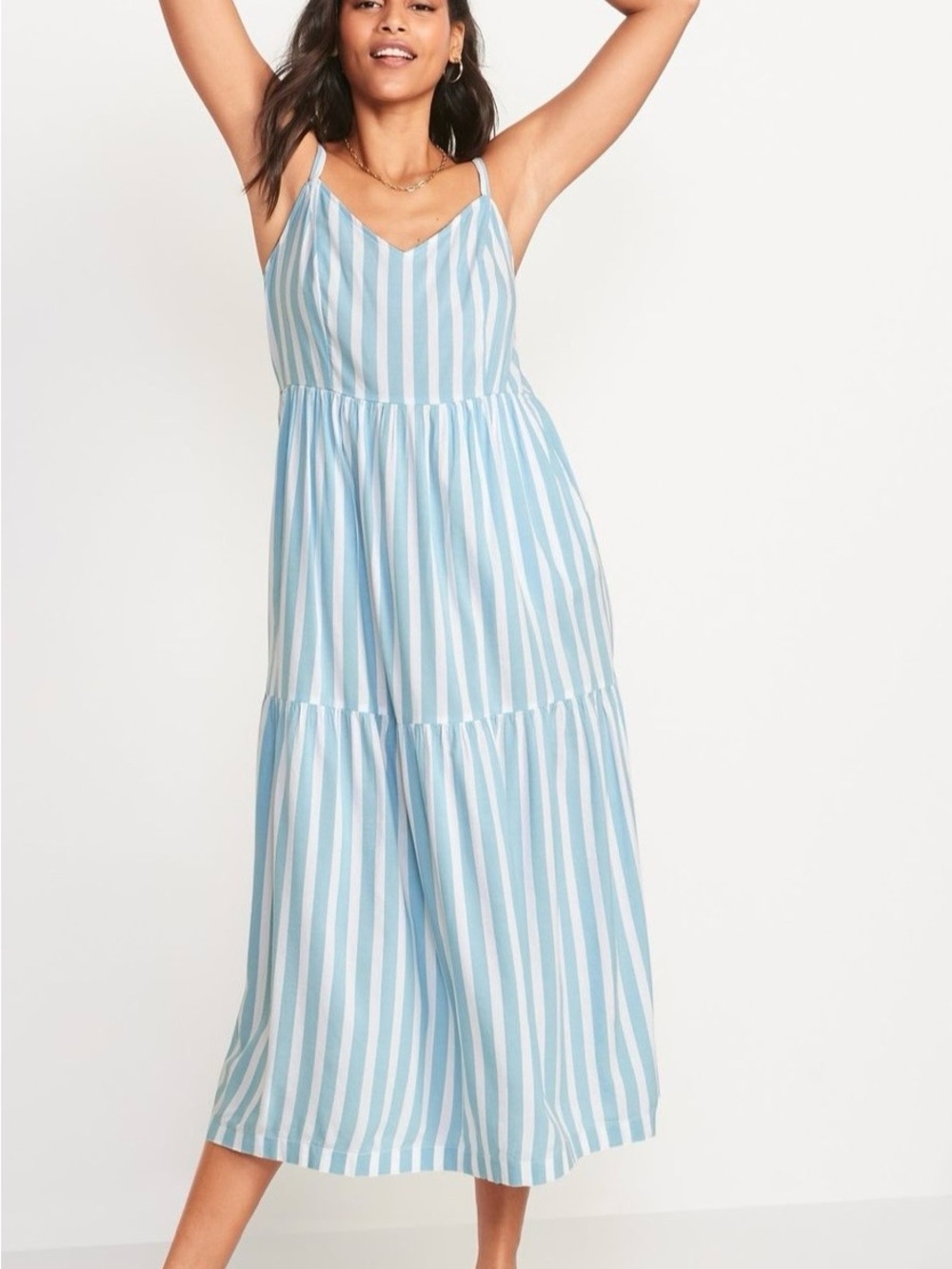 Striped Blue & White Maxi Dress